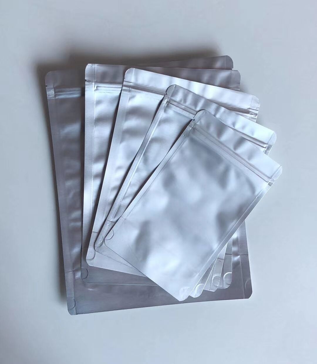 深圳抽真空铝箔袋,圆角食品自封纯铝袋,自封自立铝箔包装袋