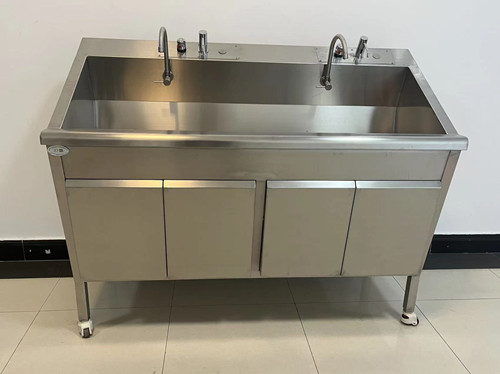 304不锈钢洗手池 感应刷手槽 脚踏洗手台