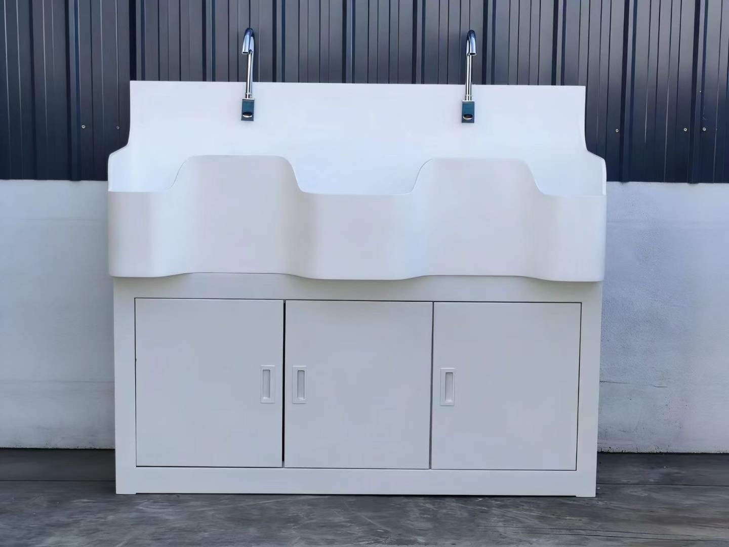 高分子二人位洗手池 医院用感应式实验室刷手池