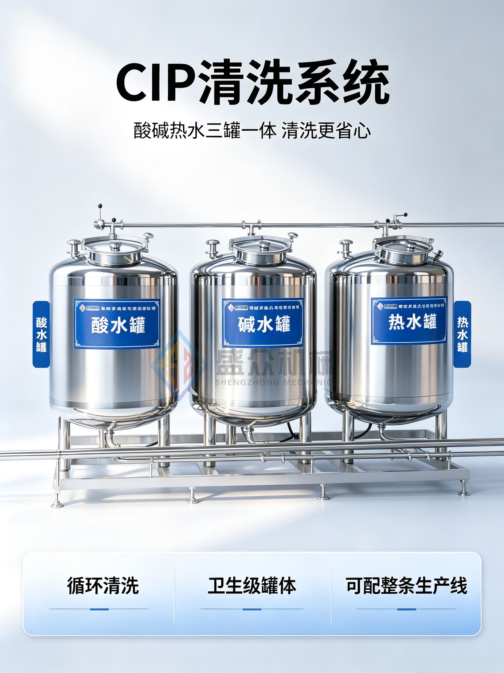 全自动CIP清洗设备 CIP就地清洗机 自动在线管道清洗系统